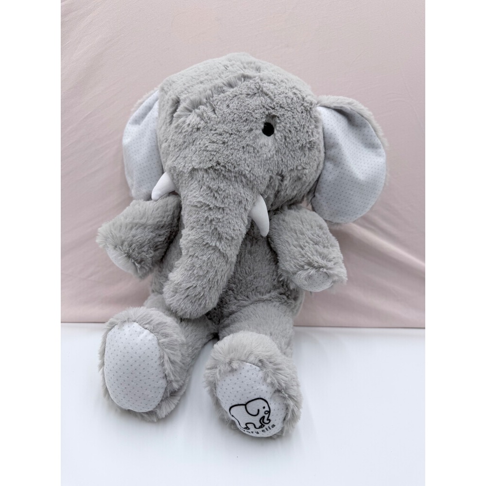 Ivory Ella Gray Elephant Plush Stuffed Animal Soft Polka Dot Ears Paws Logo